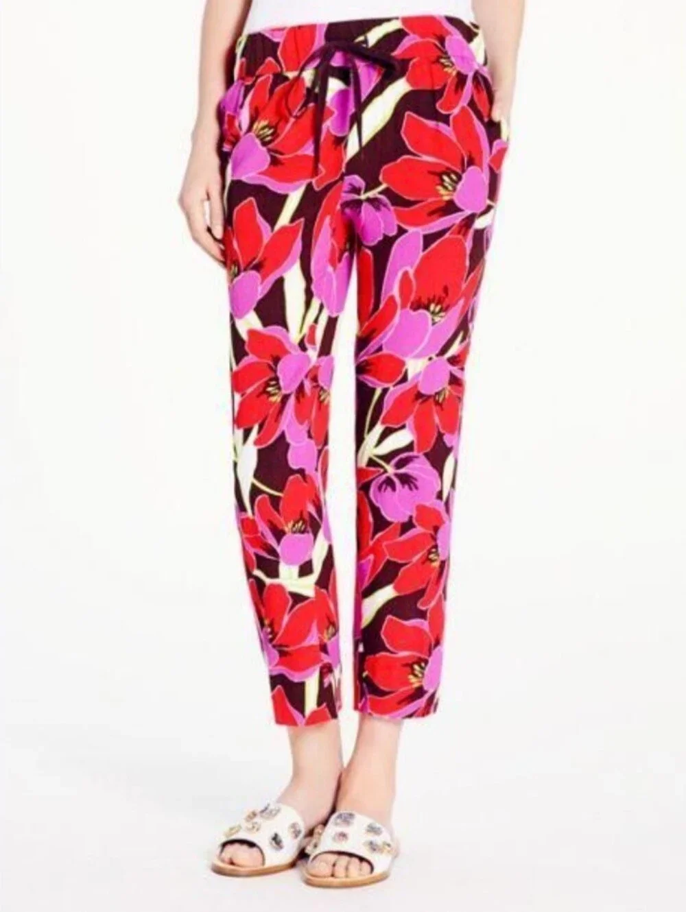 Kate Spade Tropical Hutton Cropped Ankle Lounge Pants Floral Size 6